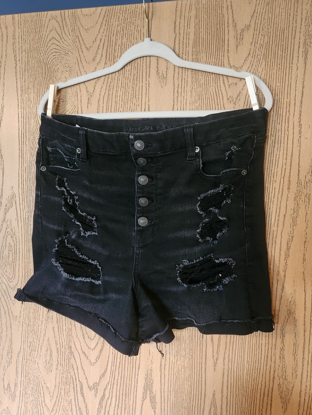 American Eagle High Waist Jean Shorts - Black - Size 14